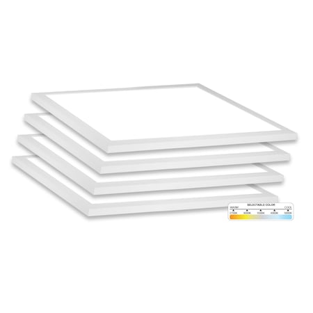 Nuwatt 1x1 ft Flat Panel LED, Square Light 5CCT 2700KKKKK Selectable 1500LM 18W, , PK4 NW-SFP-1x1-5CCT-4P